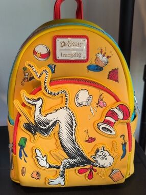Loungefly Dr. Seuss Yellow Cat in the Hat Applique Mini Backpack
